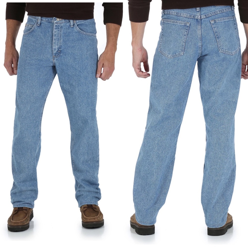 Wrangler Men’s Medium Wash Blue Straight Leg Jeans 👖 Vintage Relaxed Fit